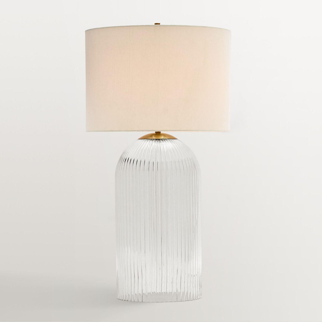 Lámpara de mesa Bravira de vidrio acanalado - Iluminación moderna con pantalla de lino