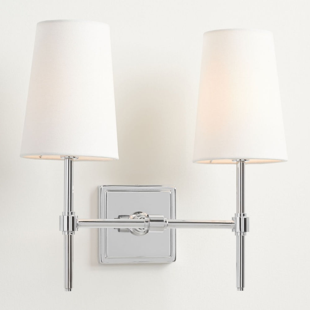 Derlina White Linen Shade Sconce – Classic Single To Triple Wall Light