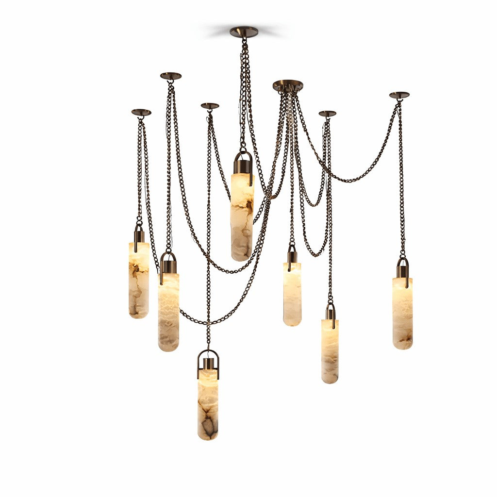 Carved Alabaster Hardwired Chandelier