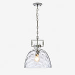 Charger l'image dans la visionneuse de galerie, Modern Hammered Glass Pendant Light with Minimalist Metal Design - Suitable for Kitchen Island