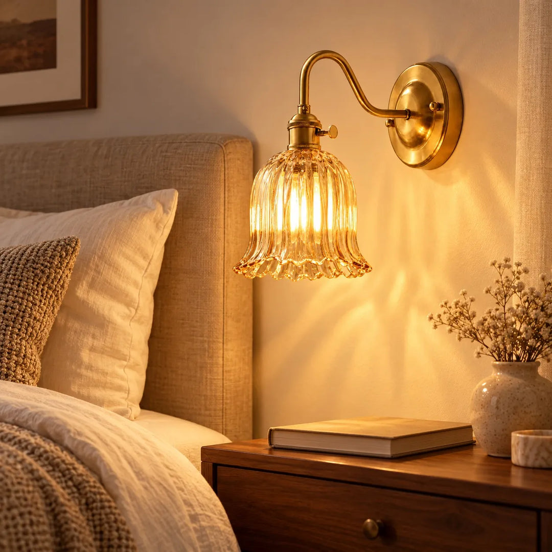 Japanese Ruffle Glass Wall Lamp