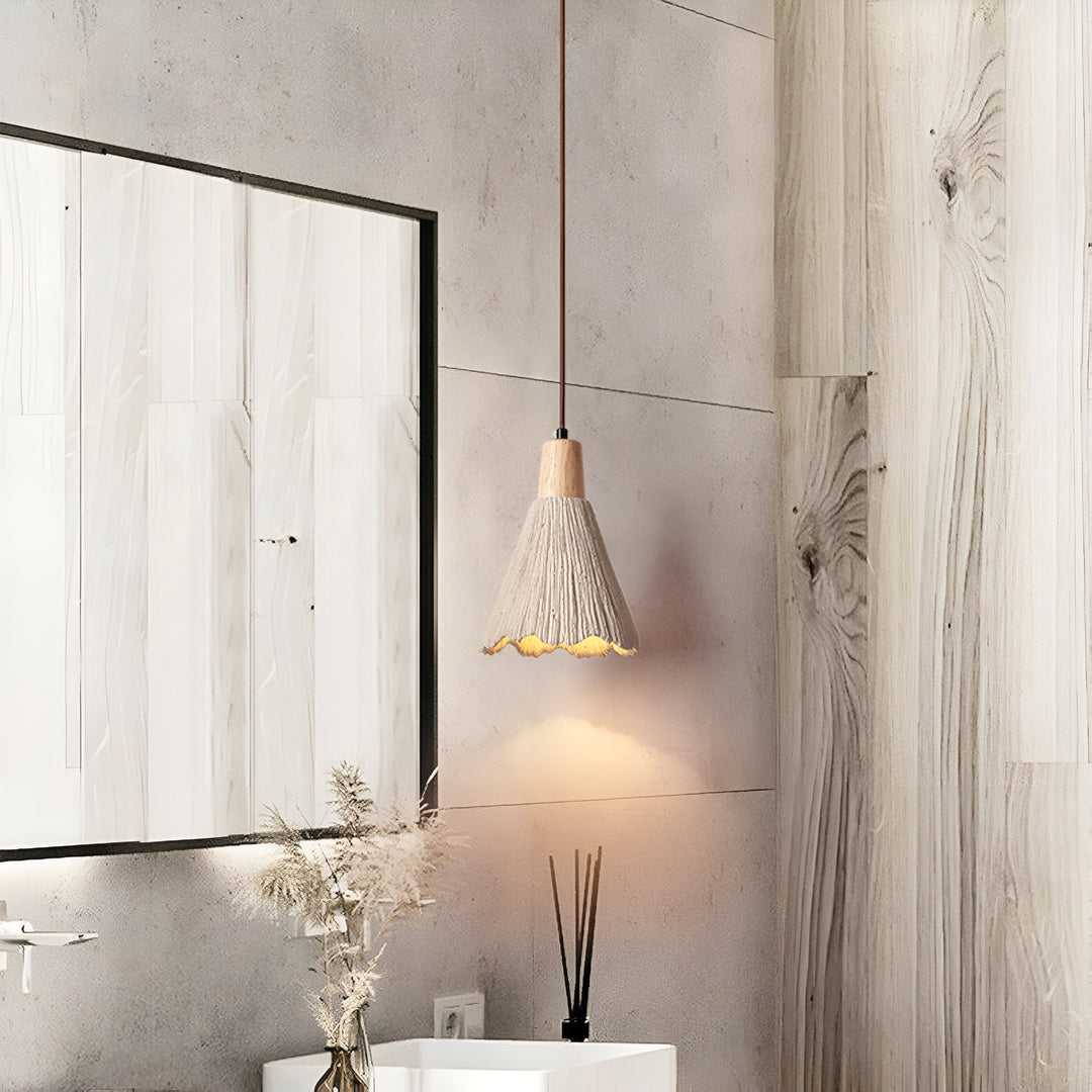 Creme Retro Wabi-Sabi LED Pendelleuchte