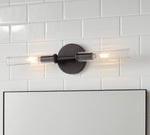 Cargar imagen en el visor de la Galería, Aplique de pared de tubo de vidrio Bravira - Iluminación clásica de tubo de latón acanalado
