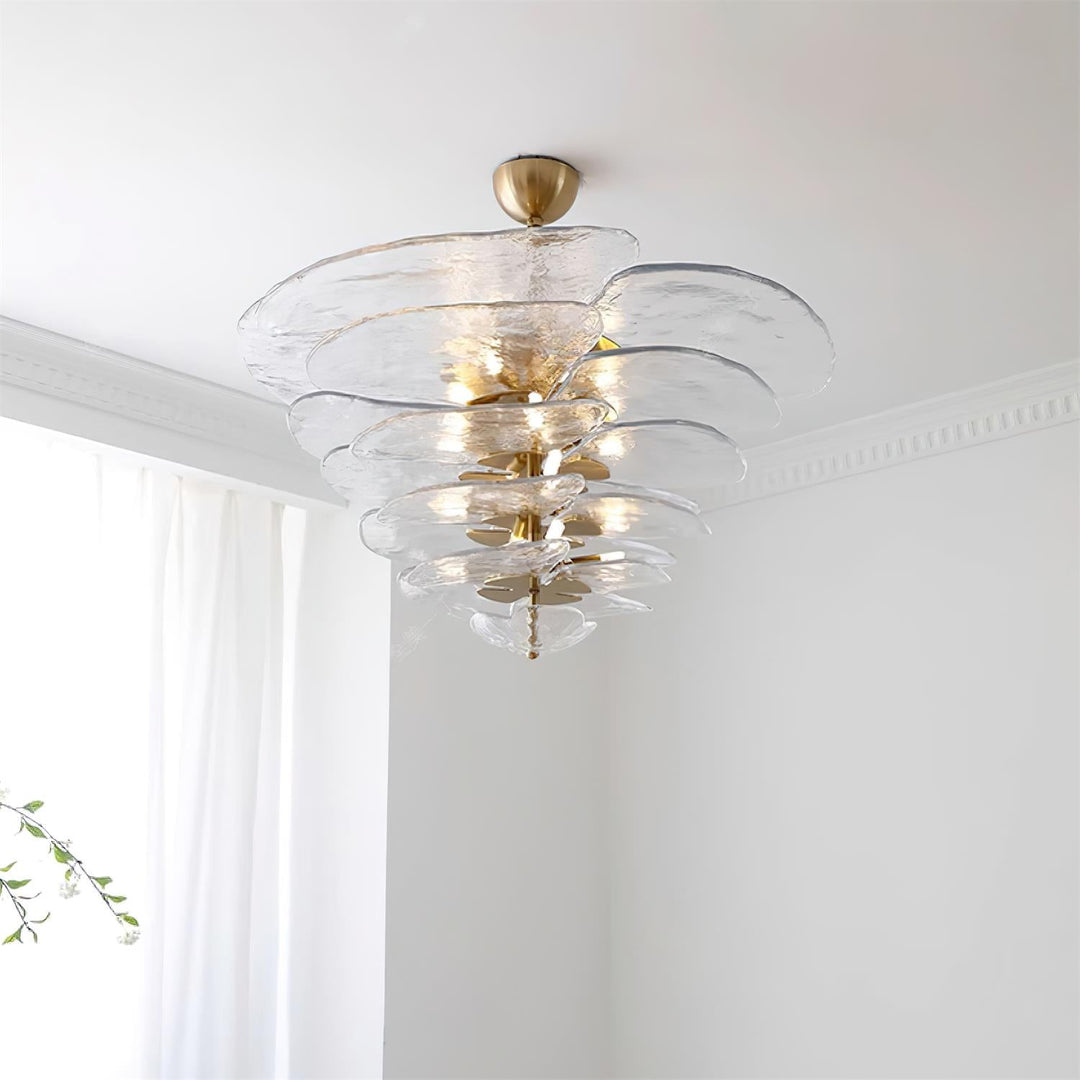 Lotus Leaf Layered Glass Chandelier