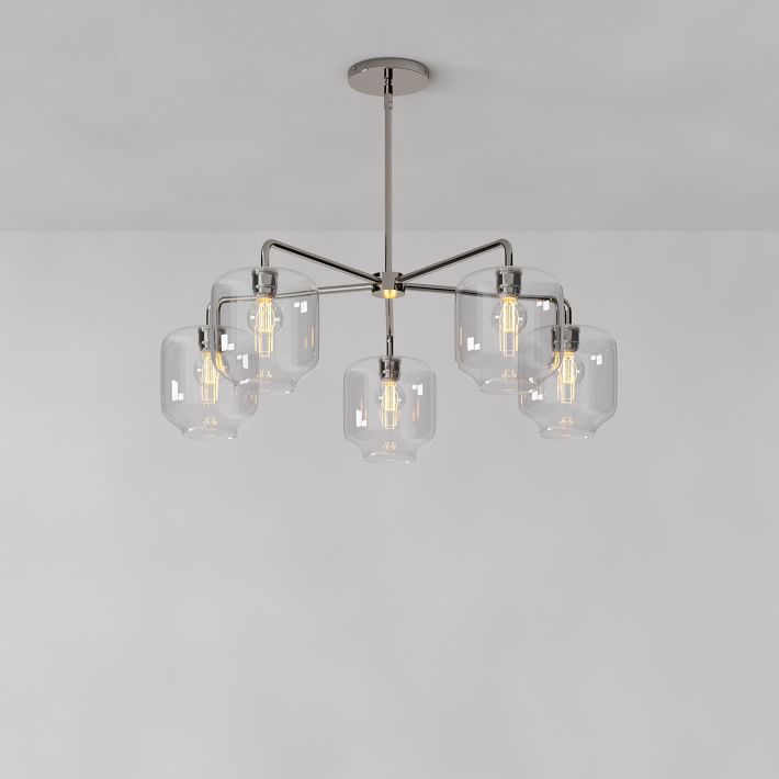 Lumivelle 5-Light Glass Chandelier – Modern Metal Round Lighting
