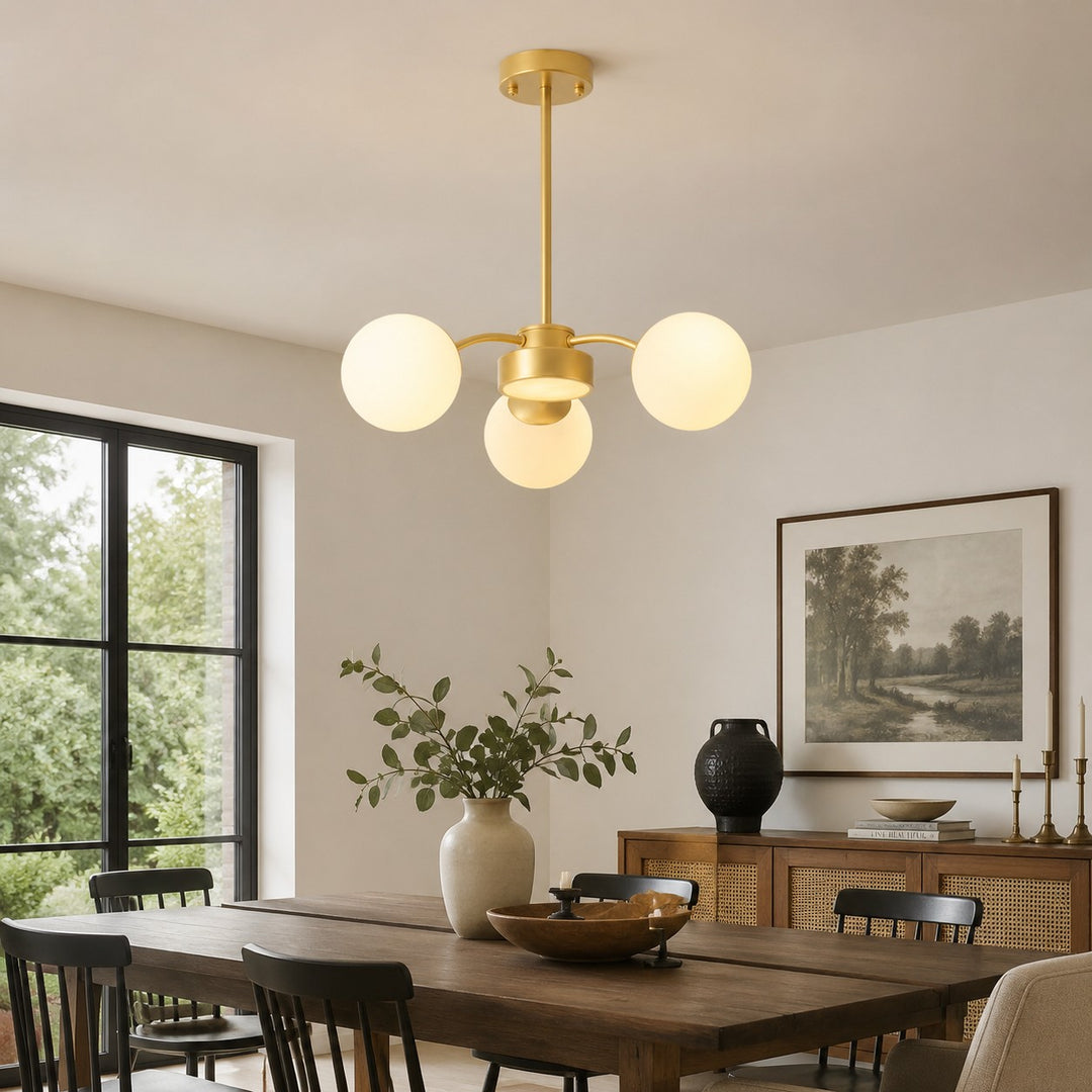 Modern Milk Glass Globe Chandelier