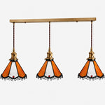 Bild in Gallery-Viewer laden, Orange three-light stained glass linear pendant