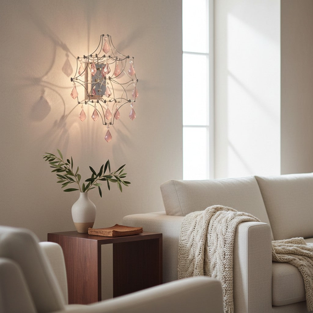 Applique murale Crynora Crystal Cascade - Effet luciole scintillant avec lumière LED pour chambre ou salon