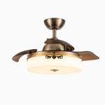 Cargar imagen en el visor de la Galería, Antique brass retractable ceiling fan light style E