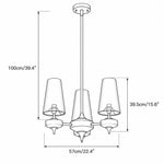 Load image into Gallery viewer, Hour Rho 3-light chandelier dimensions