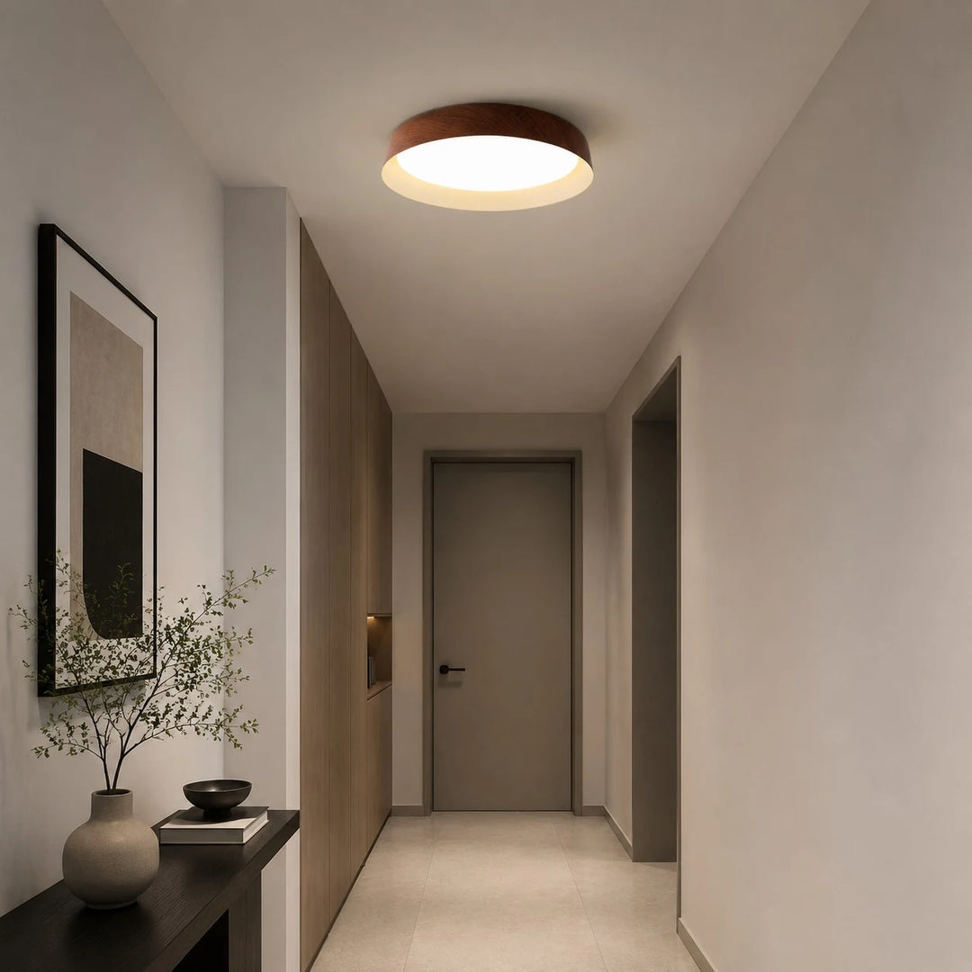 Wabi-Sabi Wood Color LED Flush Mount Ceiling Light