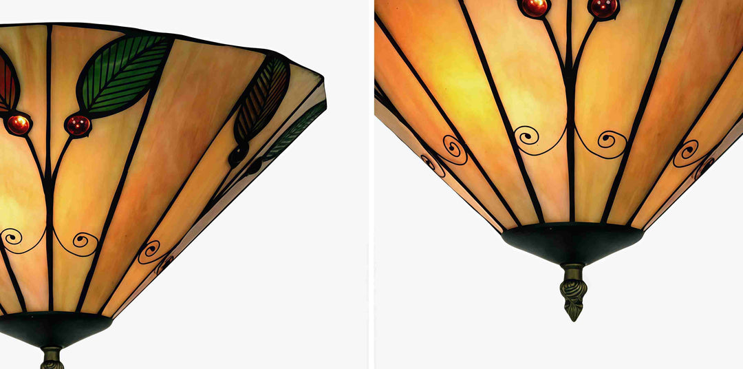 TiffStar Leaf Flush Ceiling Light with Art Glass Shade for Living Room