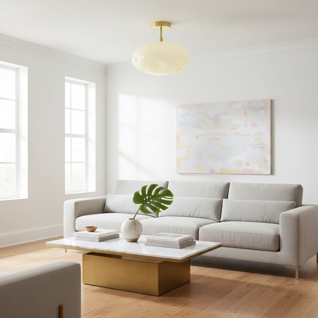 Orra Opal Glass Minimalist Ceiling Fixture - Modern Style for Living Room