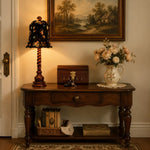 Charger l'image dans la visionneuse de galerie, floral fabric and carved wood table lamp