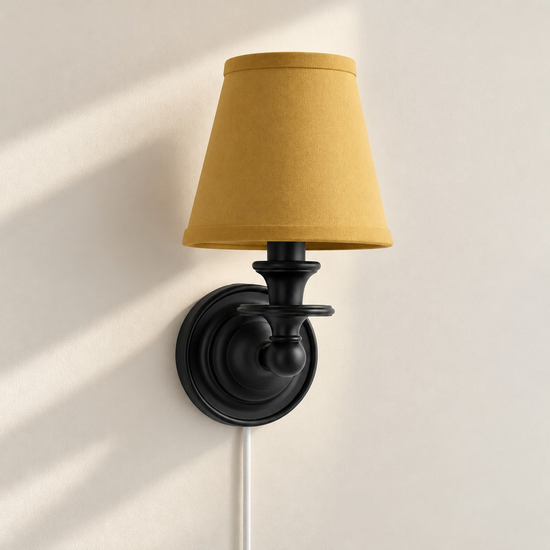 Rowan No-Wire Flat Drum Shade Wall Sconce – Plug-In Fabric Wall Light