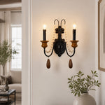 Load image into Gallery viewer, Black Beaded Candle Wall Sconce