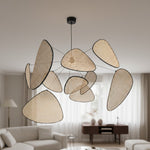 Cargar imagen en el visor de la Galería, Lámpara colgante de ratán tejido moderno Rivana – Lámpara colgante de metal y bambú para cocinas y salones N41