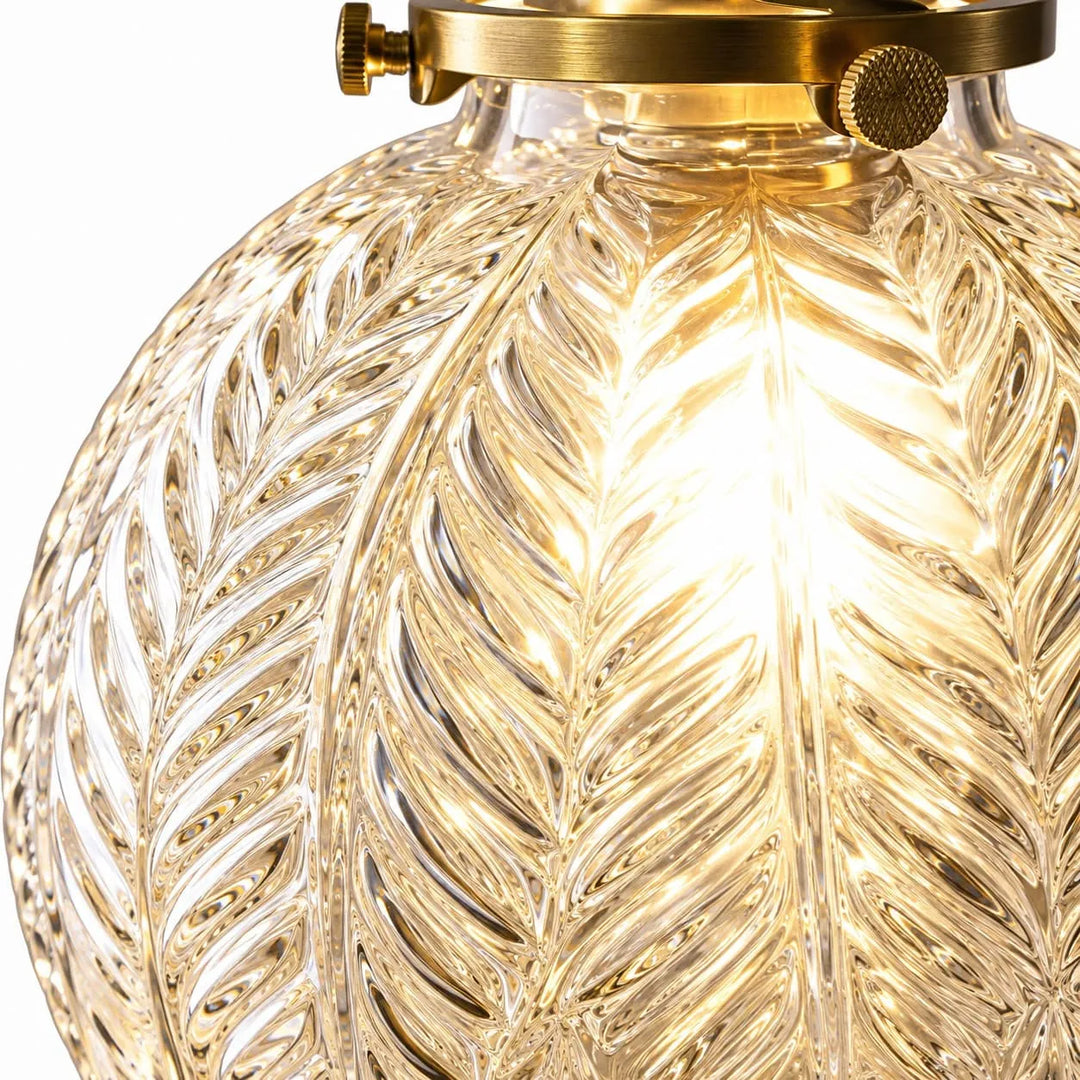Vintage Leaf-Textured Glass Pendant Light