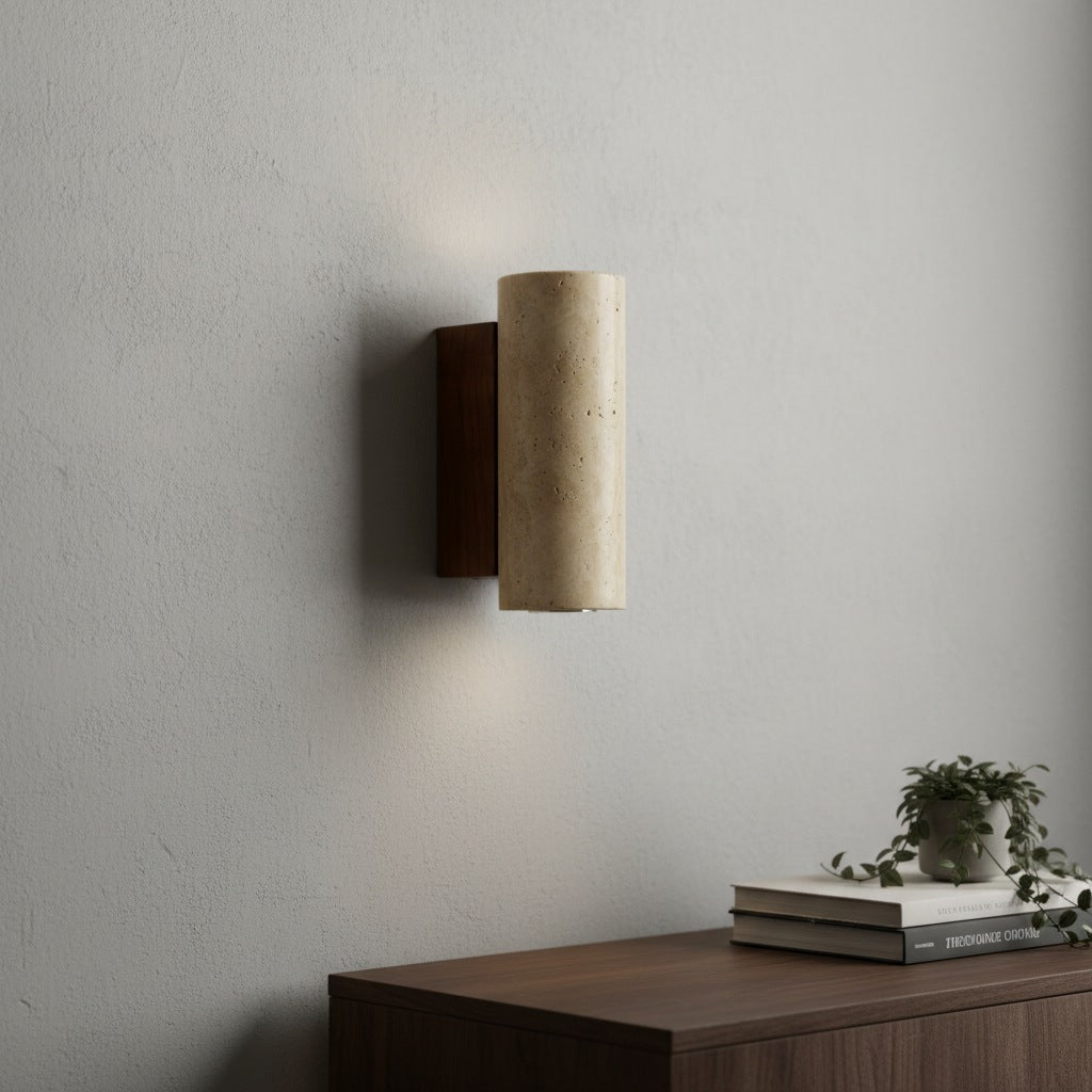 Placa trasera de piedra natural Slivara con pantalla ámbar cálido - Aplique de pared vintage moderno Slivara para sala de estar