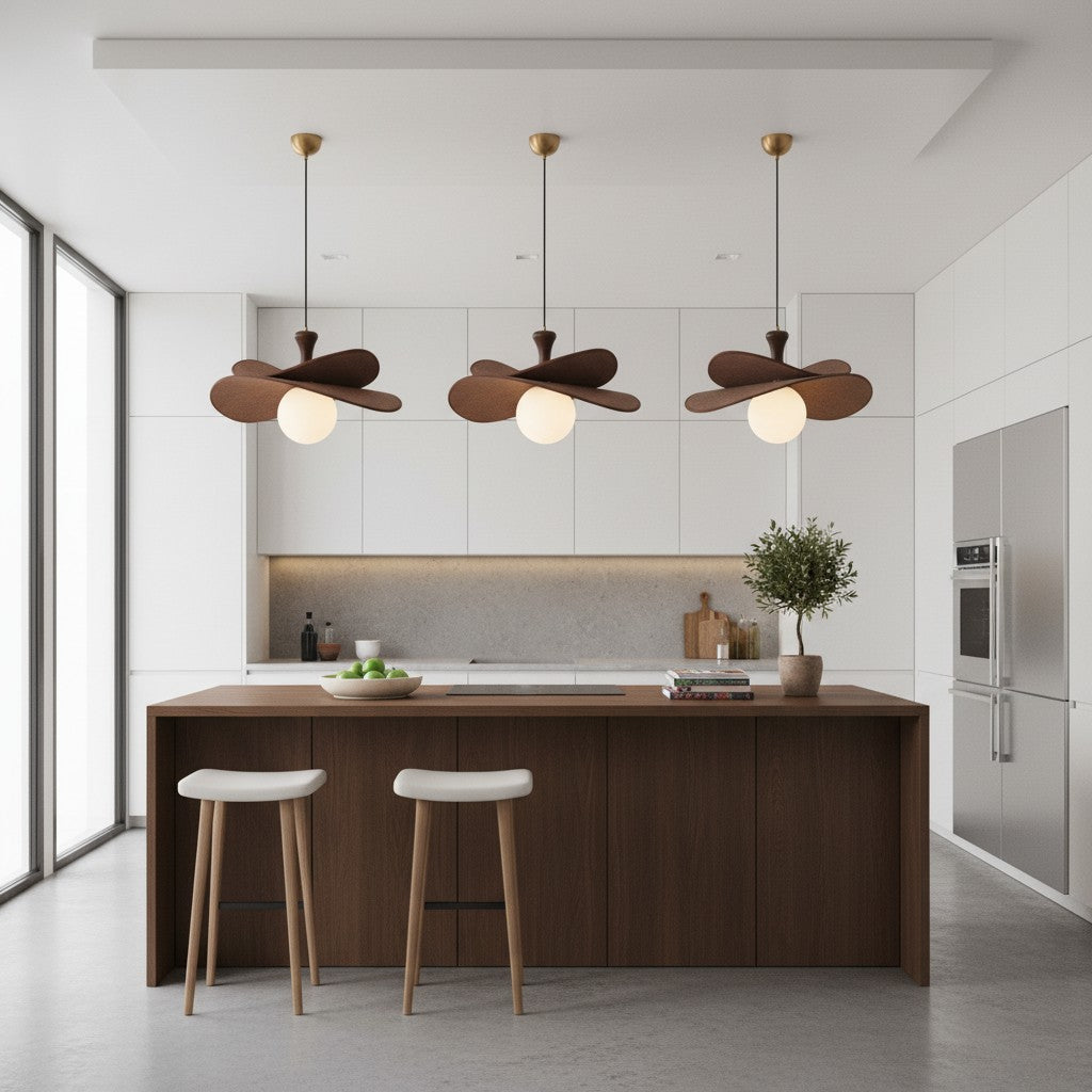 Suspension Orrise Petal - Métal et bois modernes pour salons et salles à manger