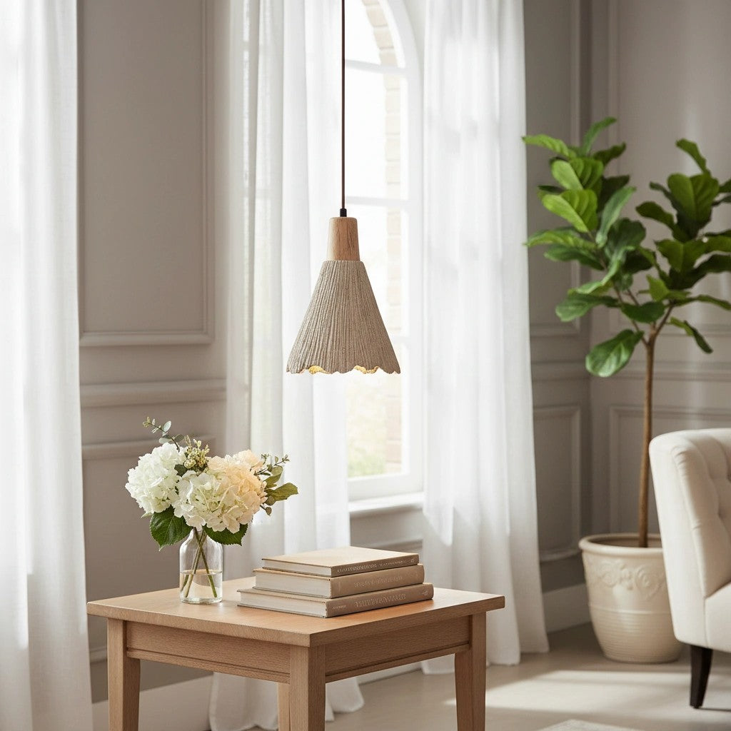 Lampe suspendue plissée Solaraeon - Luminaire industriel moderne pour salle à manger et salon