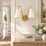 Cargar imagen en el visor de la Galería, Twin Shade Brass Arm Brass Plate Wall Light