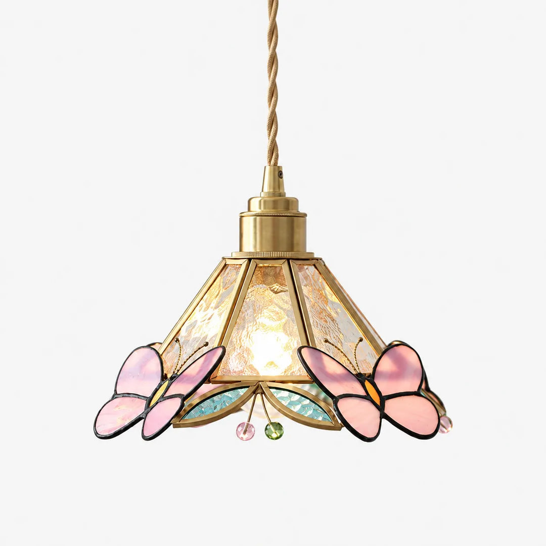 Pink Floral Glass Pendant Light