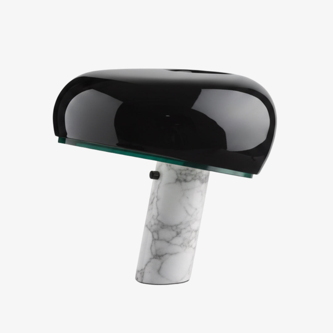 Lámpara de Mesa Estratagema Divertida Slantia - Diseño con Pantalla de Vidrio y Base de Mármol para Sala de Estar o Dormitorio N45