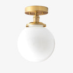 Bild in der Galerieansicht laden, Glorica Glass Mid Century Semi Flush Ceiling Light - White Opal Glass Globe Fixture
