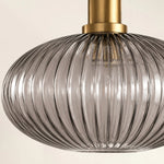 Charger l'image dans la visionneuse de galerie, Close-up of smoky grey ribbed glass shade