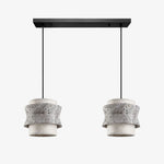 Bild in Gallery-Viewer laden, Style B gray travertine stone pendant light with two heads