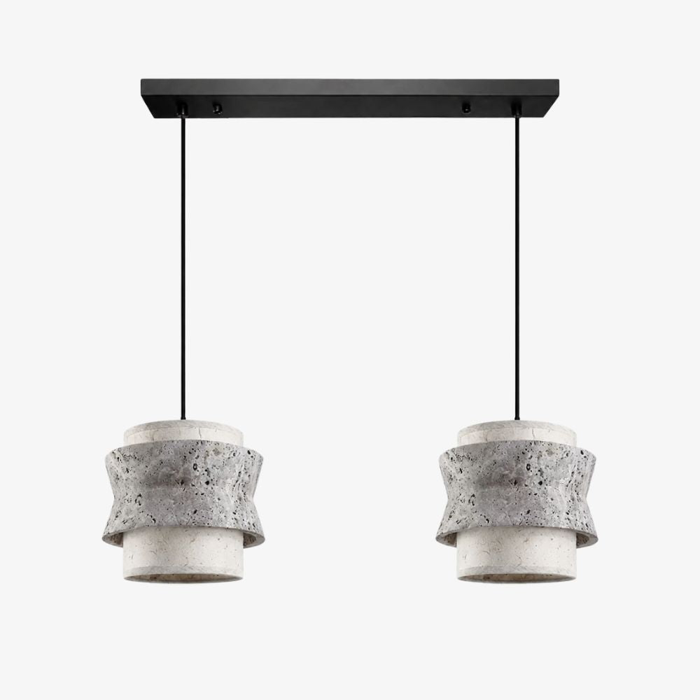 Style B gray travertine stone pendant light with two heads