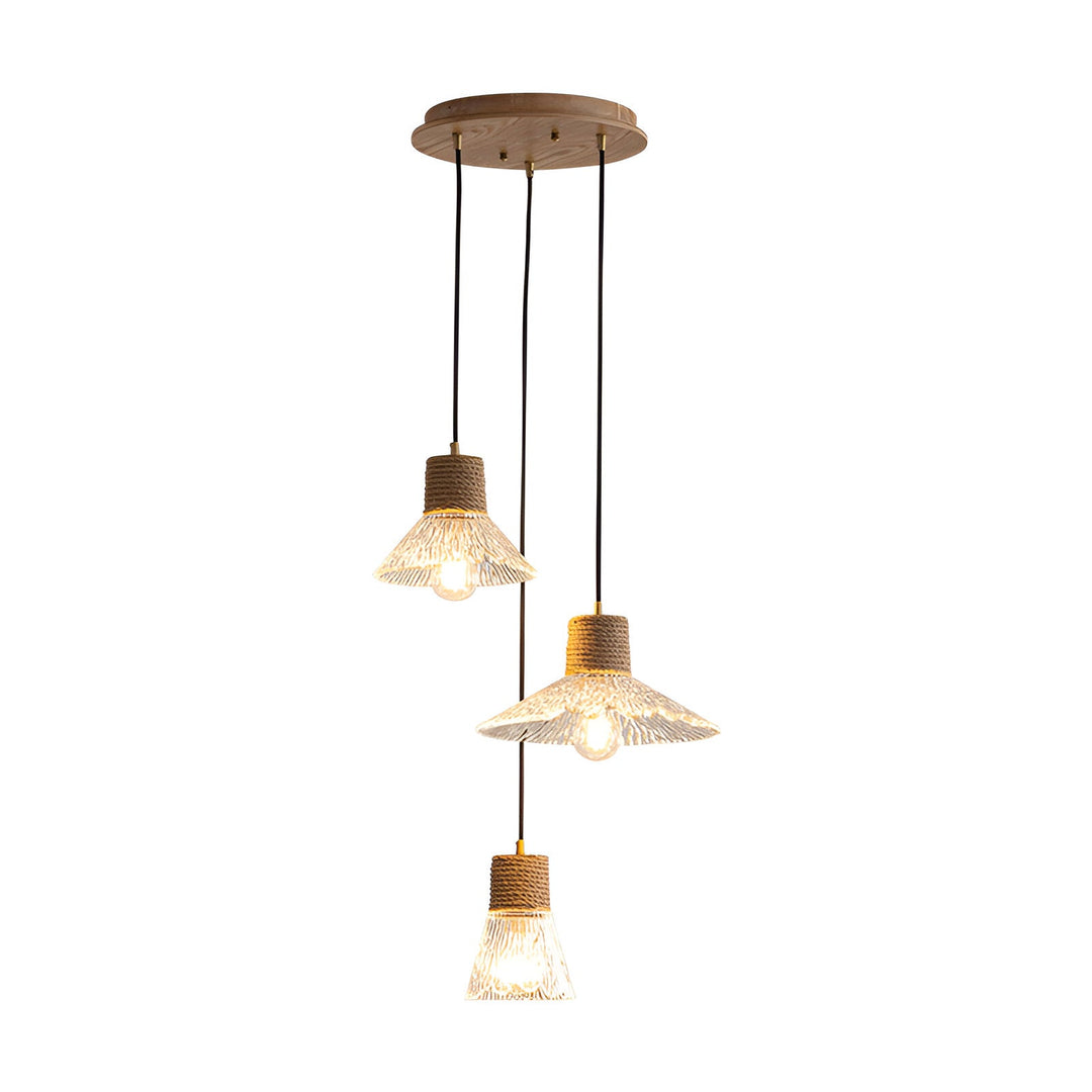 Nordische Hanfseil Glas Pendelleuchte
