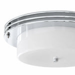 Bild in Gallery-Viewer laden, Polished chrome canopy and ring detail on milky white ceiling fixture