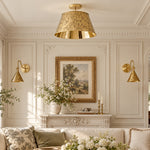 Cargar imagen en el visor de la Galería, Flower Line Brass Arm Etched Floral Wall Sconce