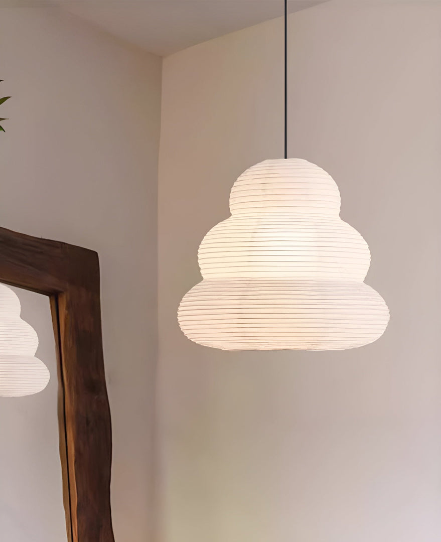 Beige Mulberry Paper Swag Pendant Light