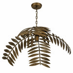 Cargar imagen en el visor de la Galería, Single layer antique bronze palm leaf chandelier on a white background