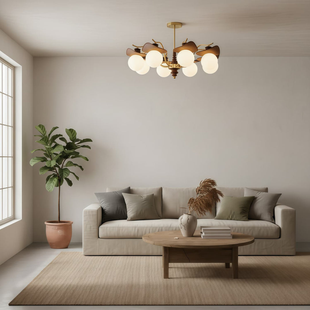 Lustre multi-bras Solvane avec abat-jours en verre - Éclairage décoratif rétro pour salle à manger