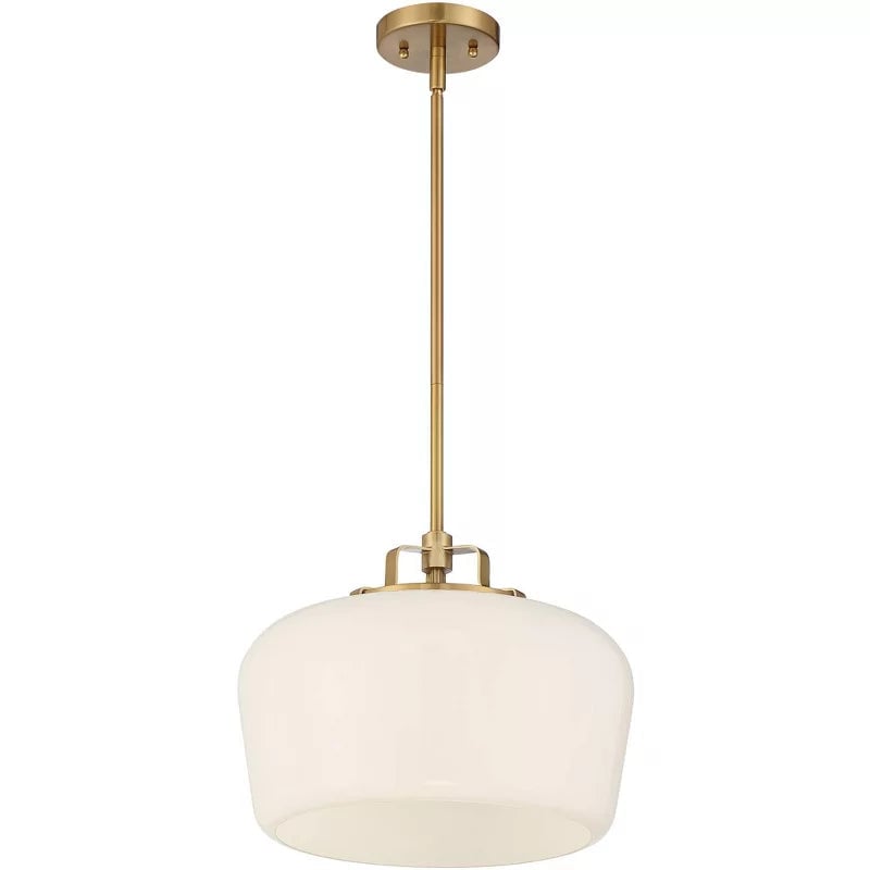Lámpara colgante de cristal opalino Lirra: moderna lámpara minimalista de metal para cocina y comedor.
