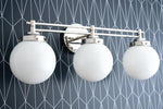 Charger l&#39;image dans la visionneuse de galerie, Glorica Glass Contemporary Vanity Light - 3 Light Globe Bathroom Fixture Opal Glass
