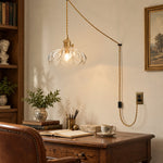 Charger l'image dans la visionneuse de galerie, Fluted Flower Glass Plug-In Swag Pendant
