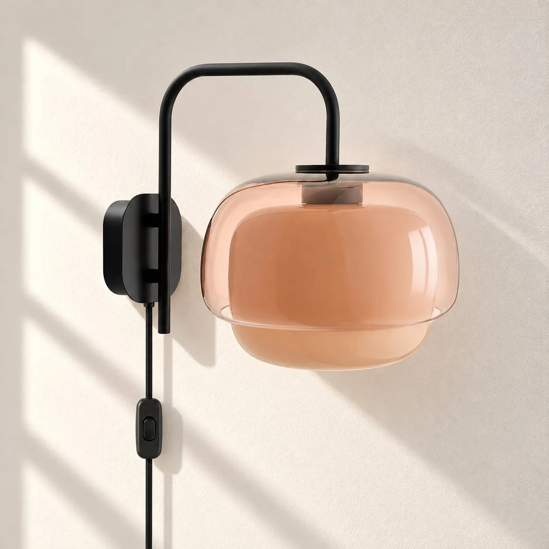 Clinco Flower-Shaped Resin Plug-In Wall Lamp with Glass Diffuser for Bedroom Vanity and Reading Nook