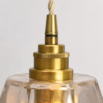 Cargar imagen en el visor de la Galería, Antique brass lamp holder close-up on faceted glass shade