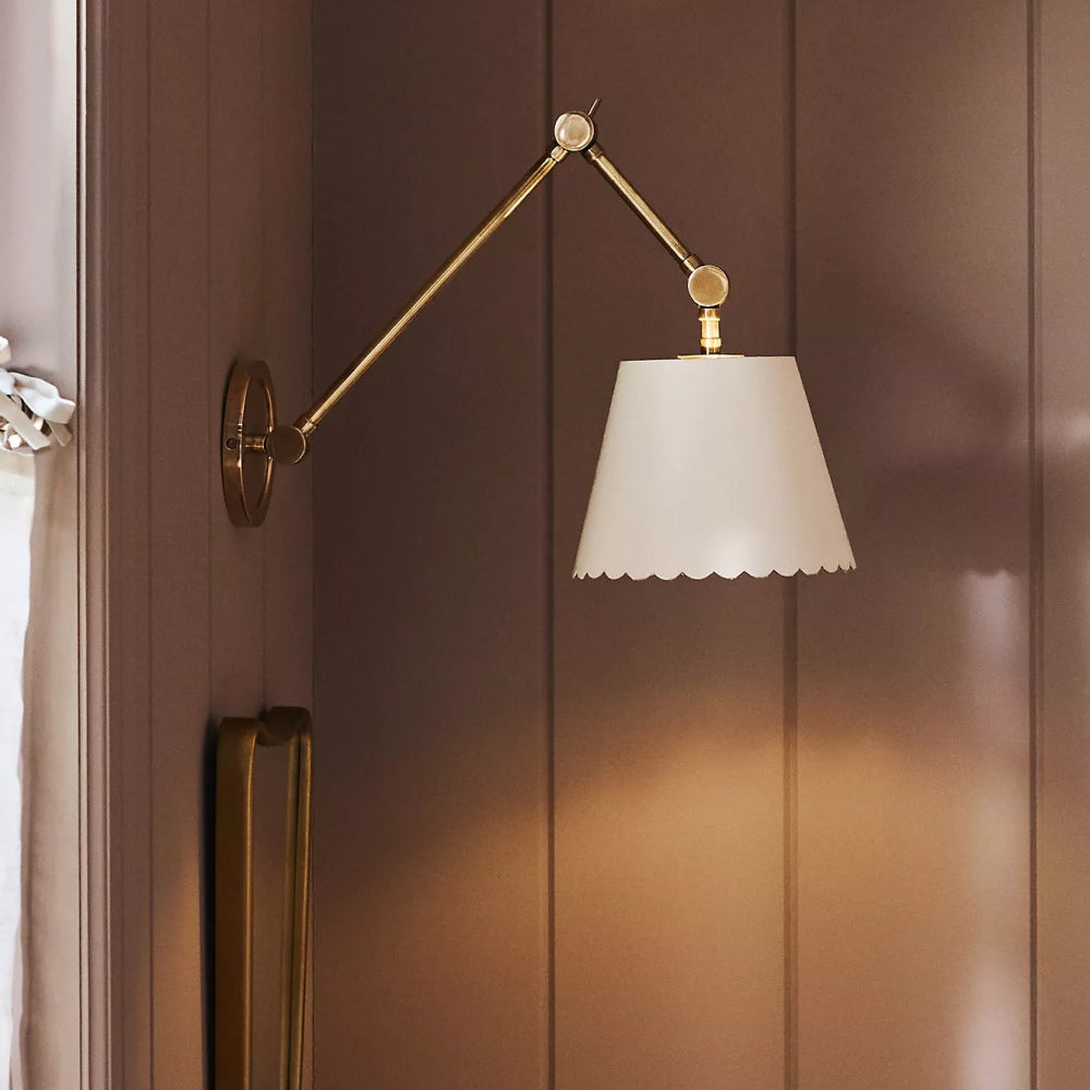 Foldray Scalloped Task Sconce - Leather Wall Light for Home