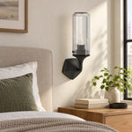 Cargar imagen en el visor de la Galería, Compact Armed Sconce with Fluted Cylinders