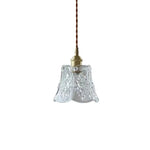 Load image into Gallery viewer, Traditional Japanese Brass Walnut Glass Ceramic Cylinder Conic Flower Bowl 1-Light Pendant Light For Dining Room
