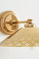 Load image into Gallery viewer, Auriglow Modern Wall Sconce – Brass Perforated Light for Bedroom or Hallway
