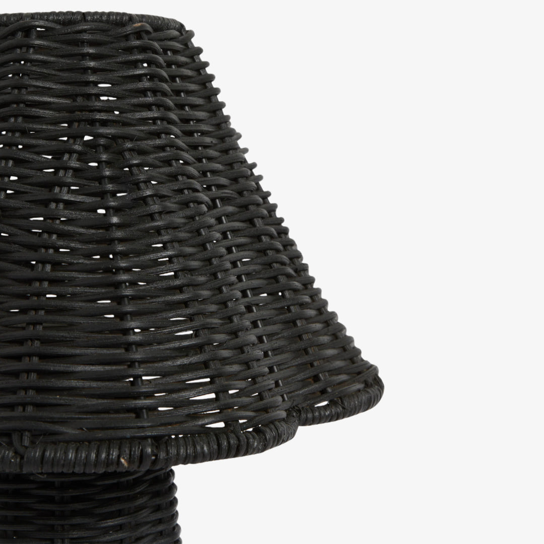 Wickara Skulpturale Rattan Mini-Tischlampe – Natürliche Geflochtene Oberfläche, Geeignet für Beistelltische & Eingangsbereiche