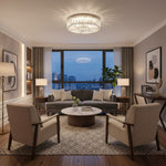 Bild in Gallery-Viewer laden, Clereon Elegante Runde Deckenleuchte – Modernes Glasdesign für Wohnzimmer