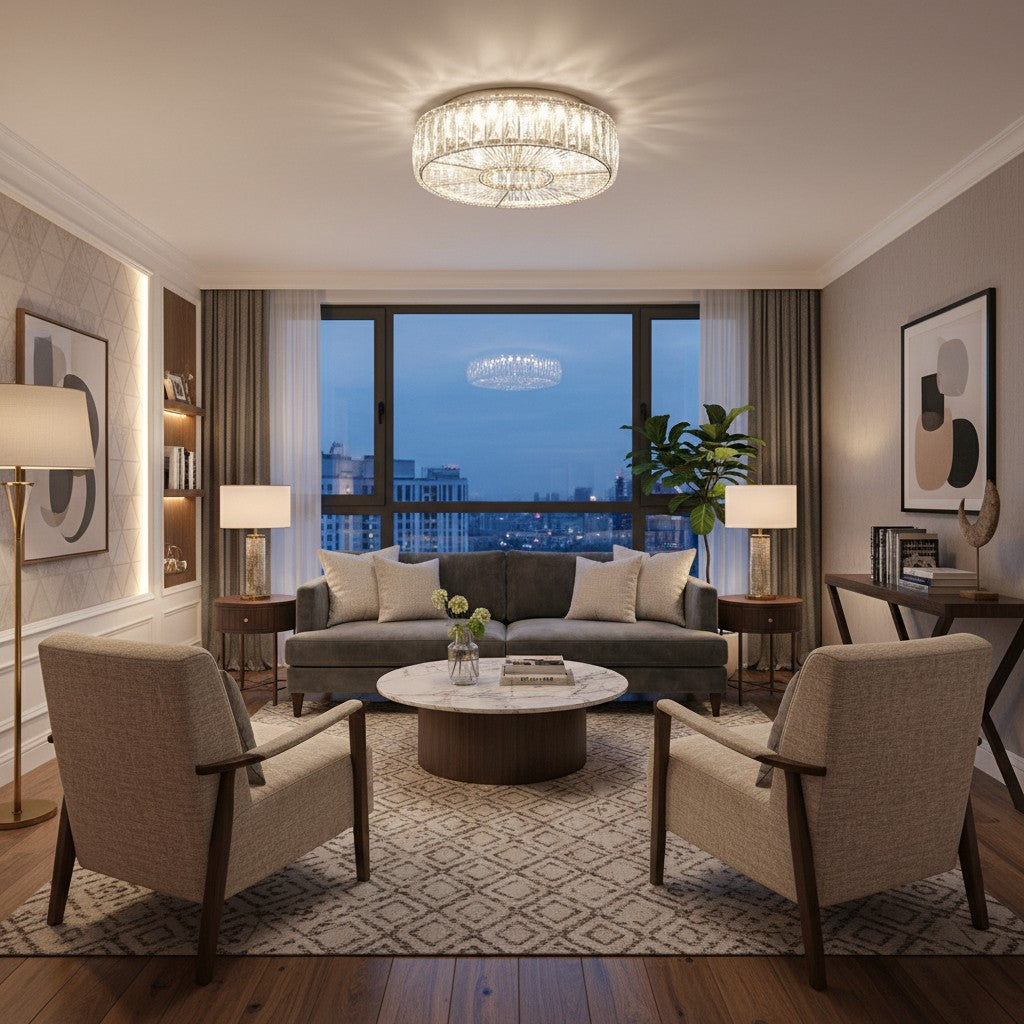 Clereon Elegante Runde Deckenleuchte – Modernes Glasdesign für Wohnzimmer